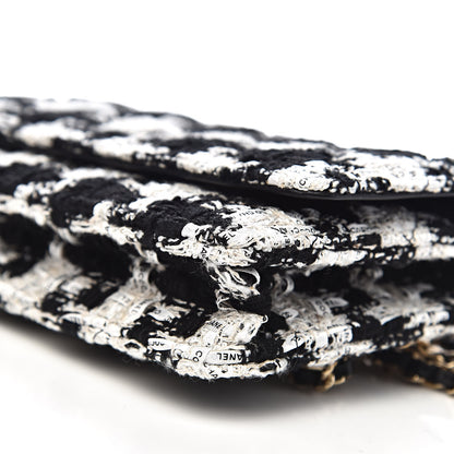 Chanel Tweed Quilted Wallet On Chain WOC Black Ecru White 9 of 11