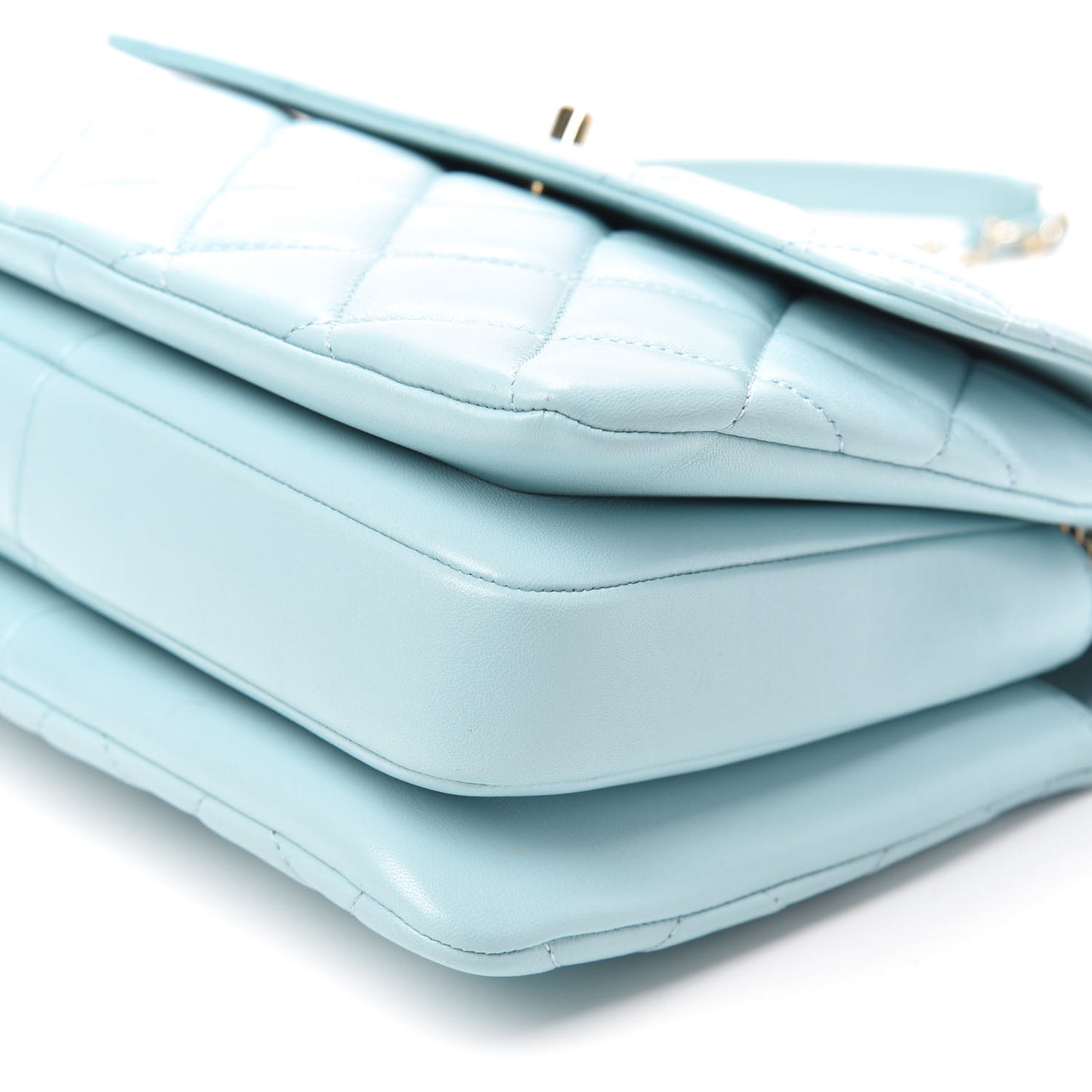 Lambskin Quilted Small Trendy CC Flap Dual Handle Bag Light Blue