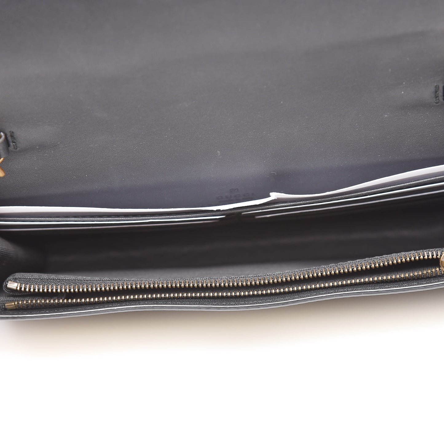 Calfskin Queen Margaret Chain Wallet Mystic White Black
