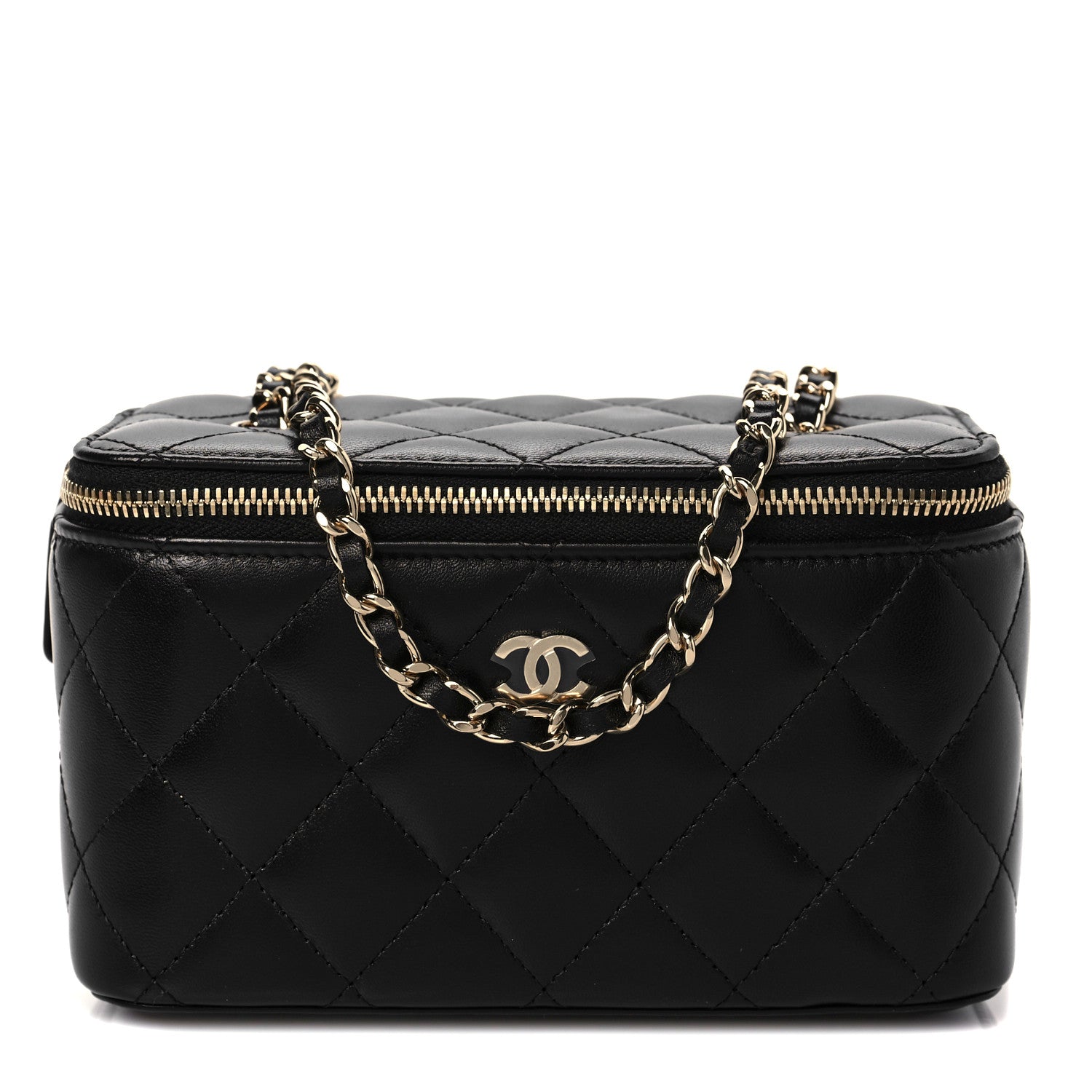 Chanel Lambskin Quilted Small Vanity Case With Chain Black 1 of 8