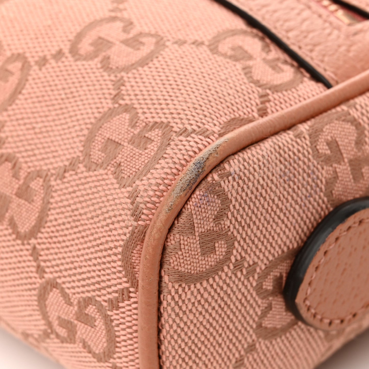 Monogram Textured Dollar Calfskin Mini Ophidia Shoulder Bag Cloche Rose Pink