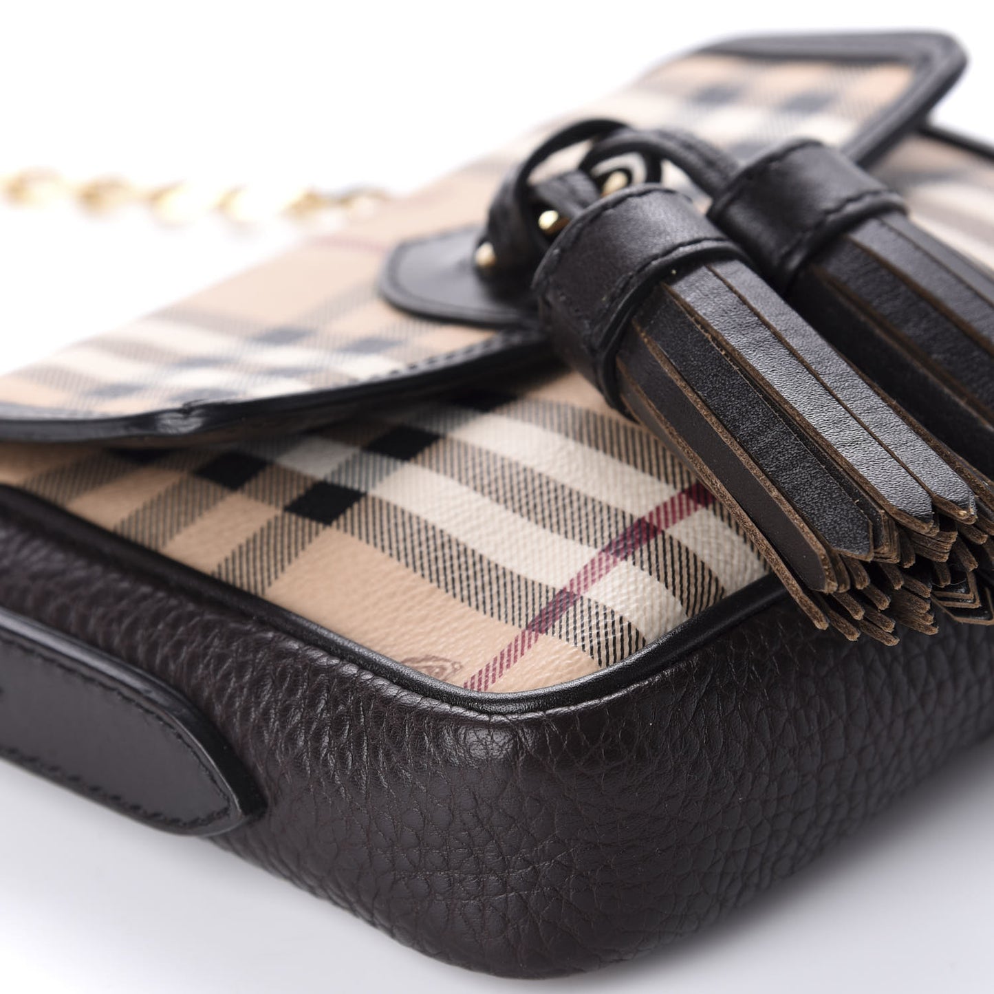 Haymarket Check Mini Tassel Crossbody Bag Chocolate