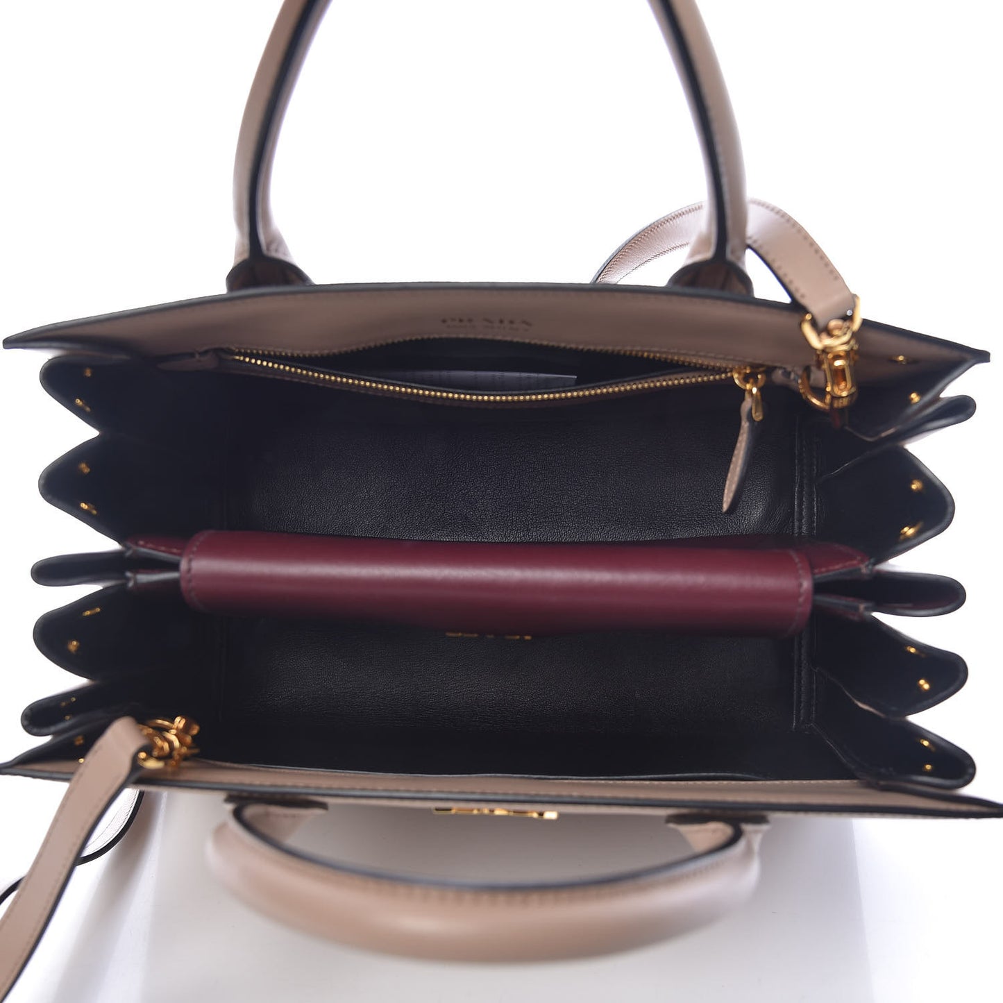 Saffiano City Calfskin Medium Bibliothèque Top Handle Cammeo