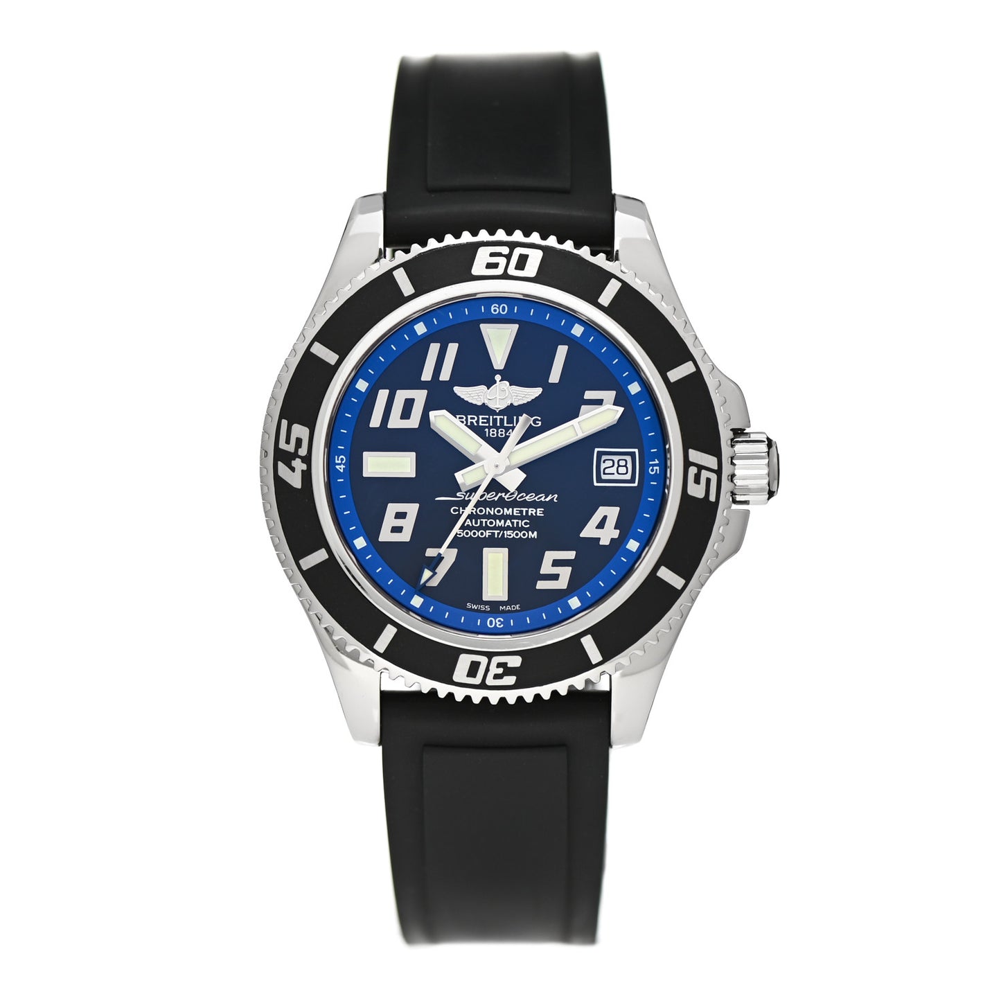 Stainless Steel Rubber 42mm SuperOcean Automatic Watch Blue A17364