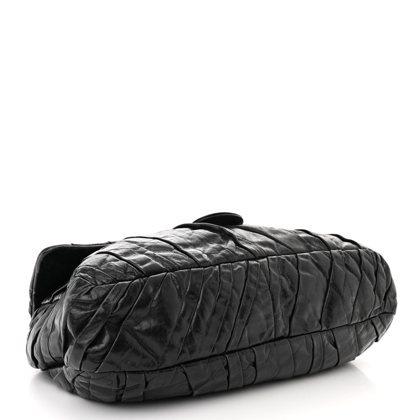 Glazed Calfskin Twisted Maxi Flap Black