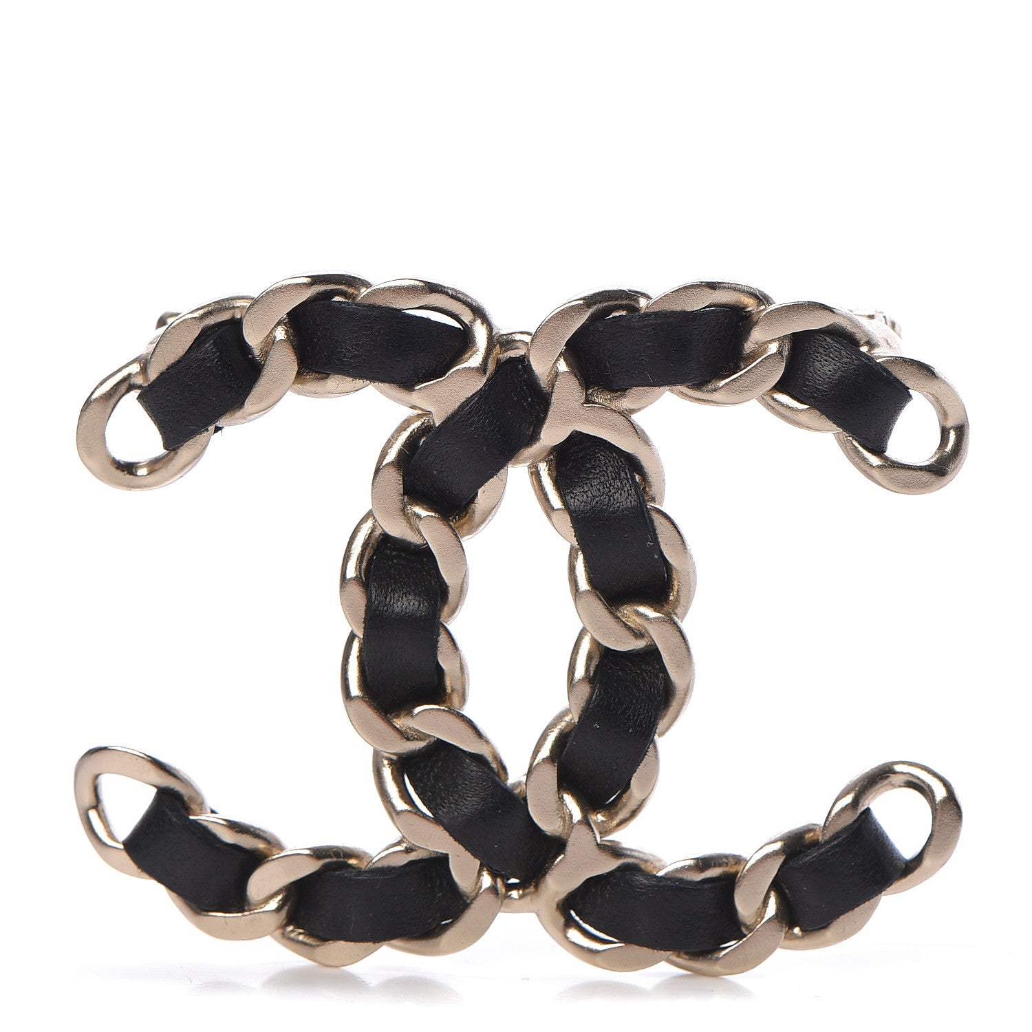 Chanel Lambskin Chain CC Brooch Black Gold 1 of 5