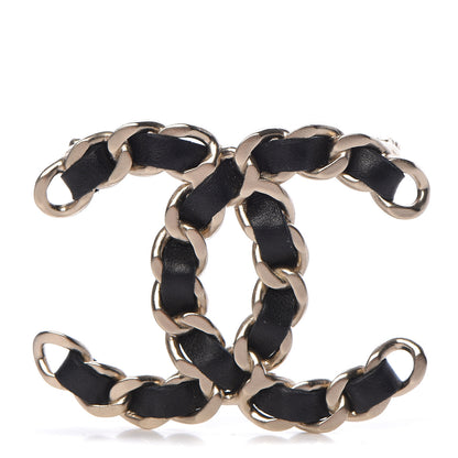 Chanel Lambskin Chain CC Brooch Black Gold 1 of 5