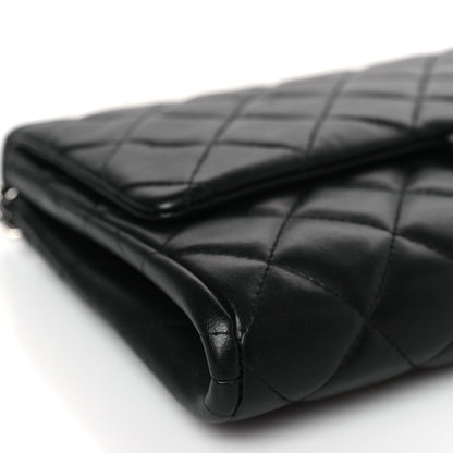 Chanel Lambskin Quilted Clutch With Chain Flap Black 8 of 9