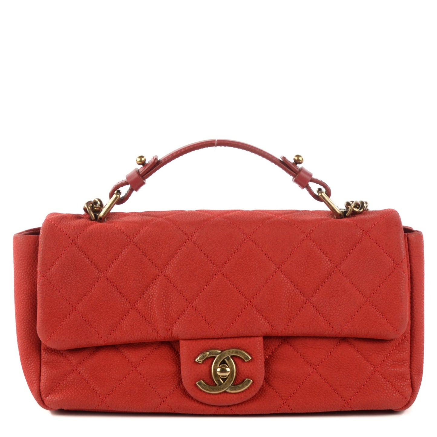 Iridescent Caviar Quilted Medium Chic Quilt Flap Red
