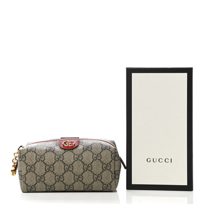 Gucci Soft GG Supreme Monogram Calfskin Small Ophidia Cosmetic Case Beige Ebony Hibiscus Red 8 of 8