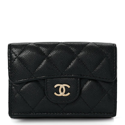 Chanel Caviar Quilted Tri-Fold Flap Wallet Black 1 of 7