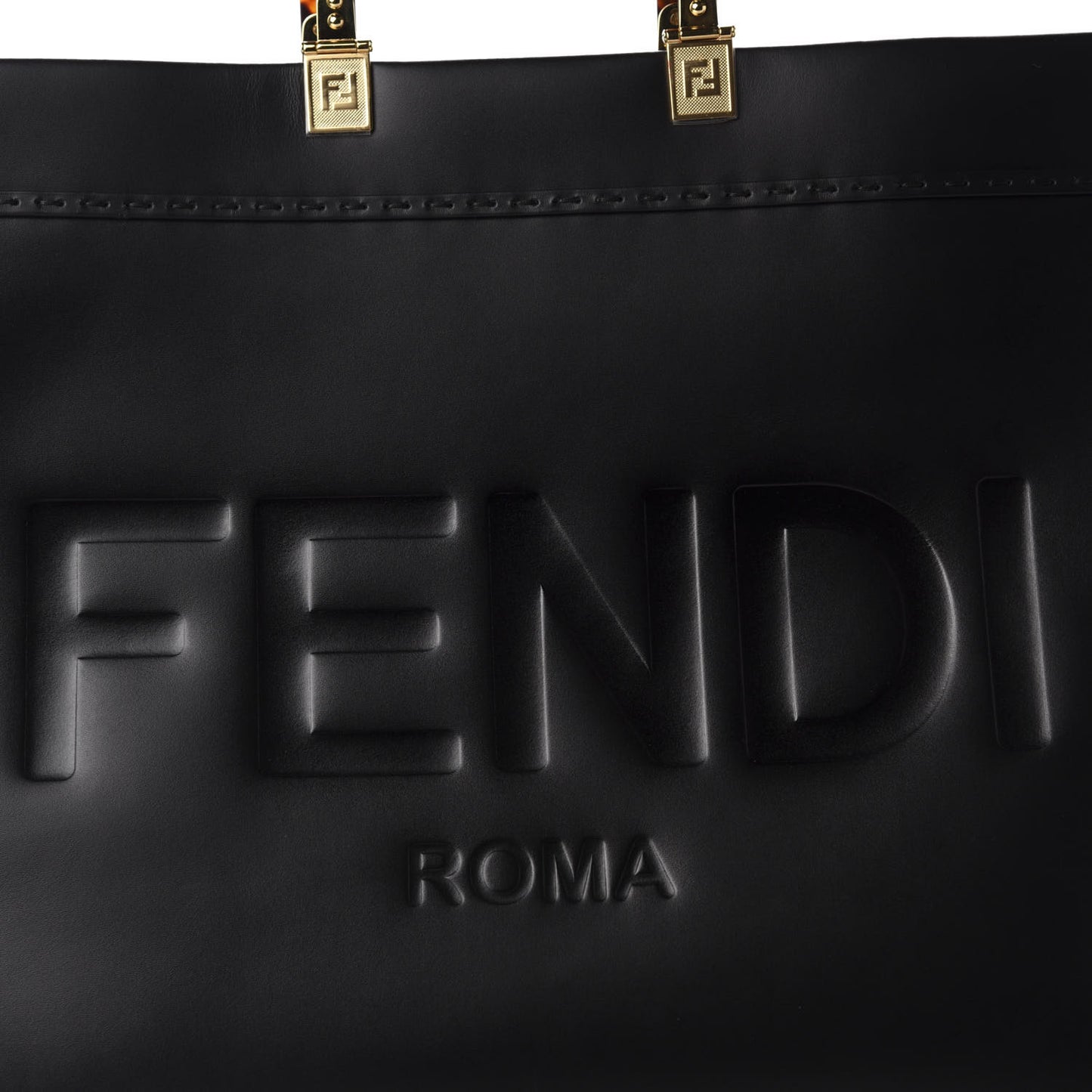 Vitello King Plexiglass Large Fendi Sunshine Shopper Tote Black