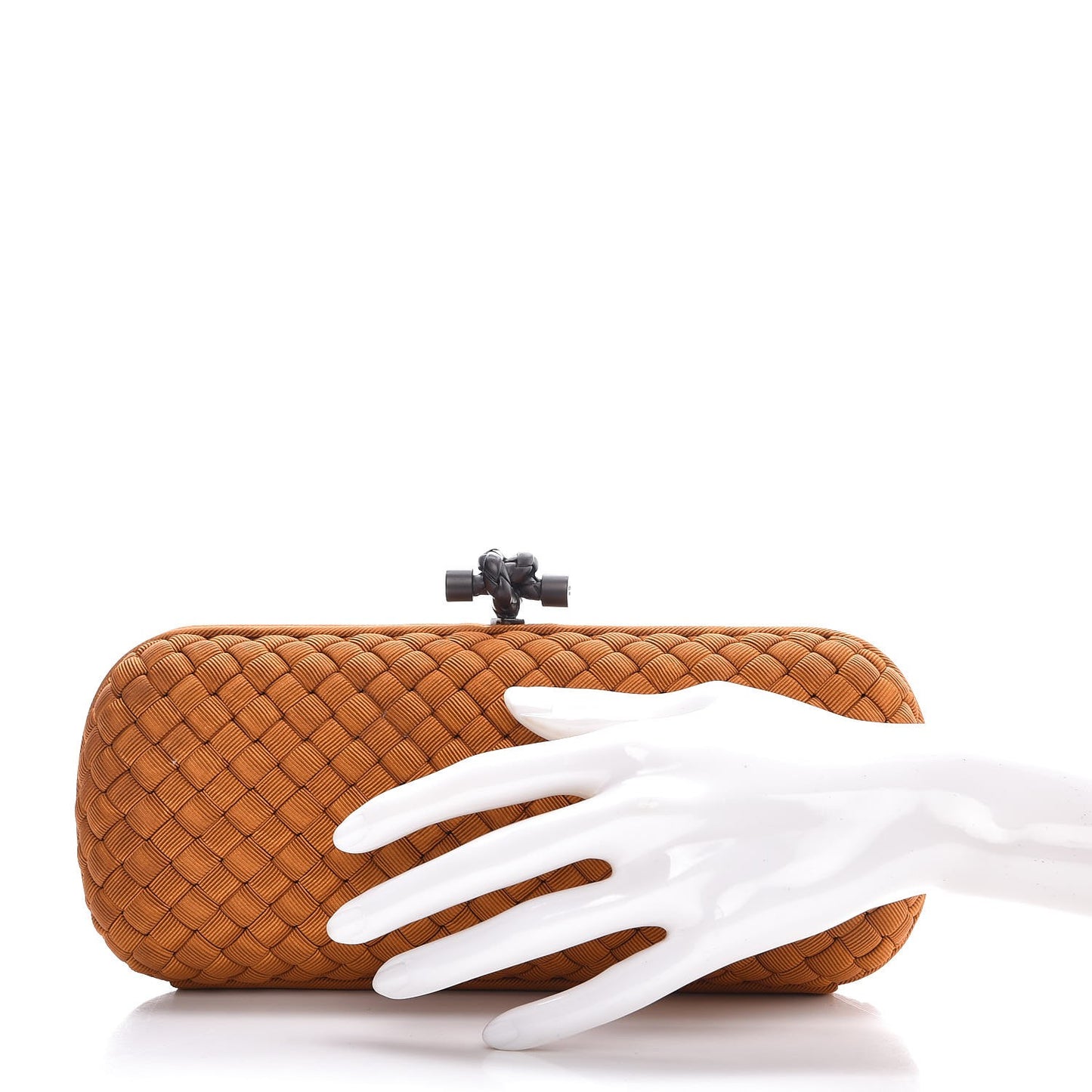 Silk Faille Intrecciato Knot Clutch Burnt Sun