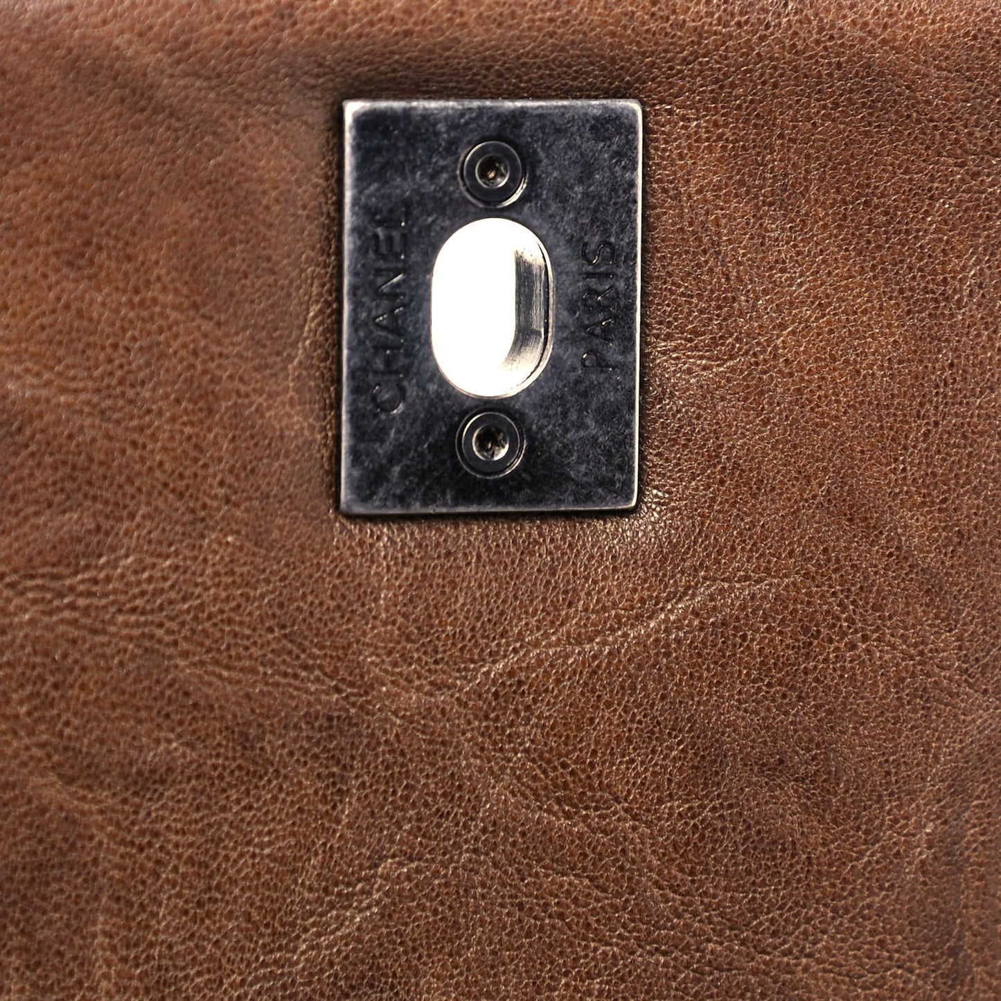 Crumpled Lambskin Quilted Medium Single Flap Khaki