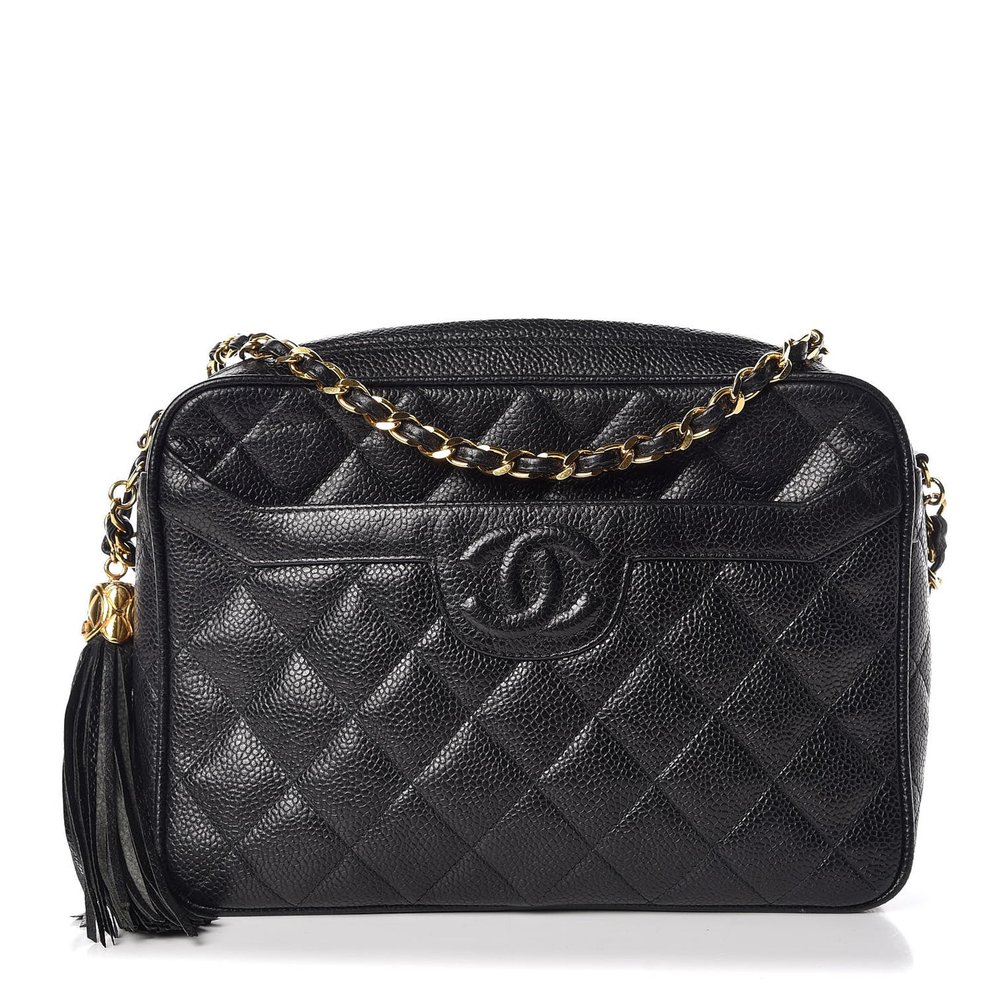 Caviar Quilted Camera Case Black
