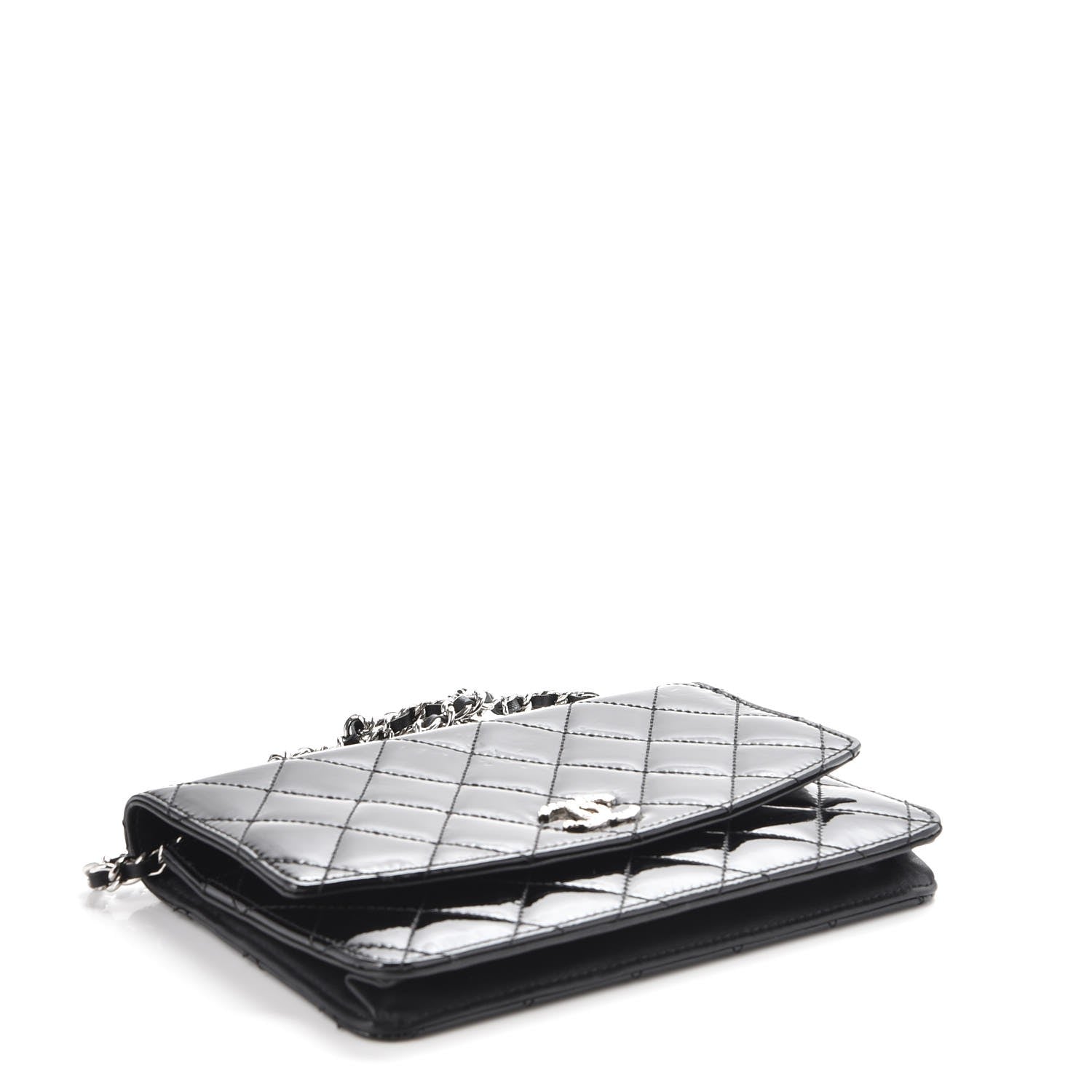 Chanel Patent Quilted Brilliant Wallet On Chain WOC Black 4 of 8