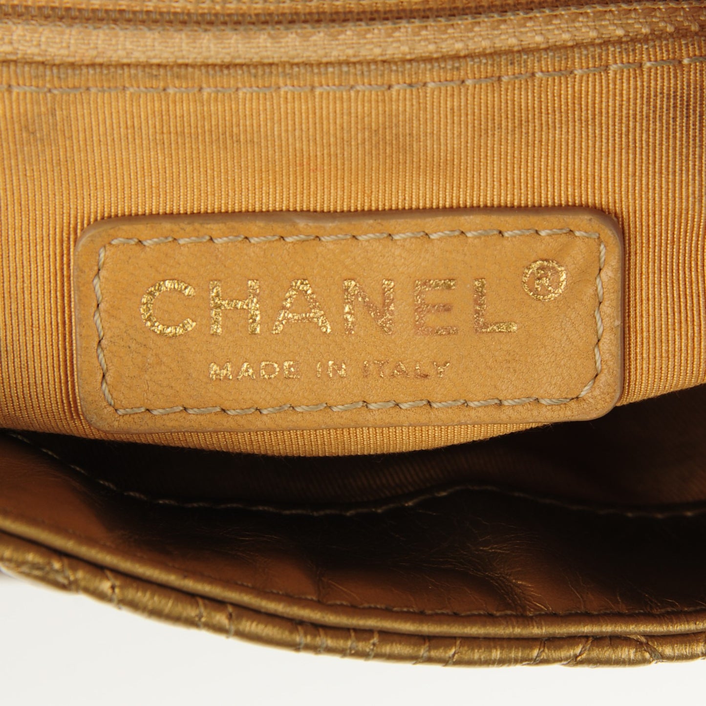 Calfskin Embroidered Ca D’Oro Flap Gold