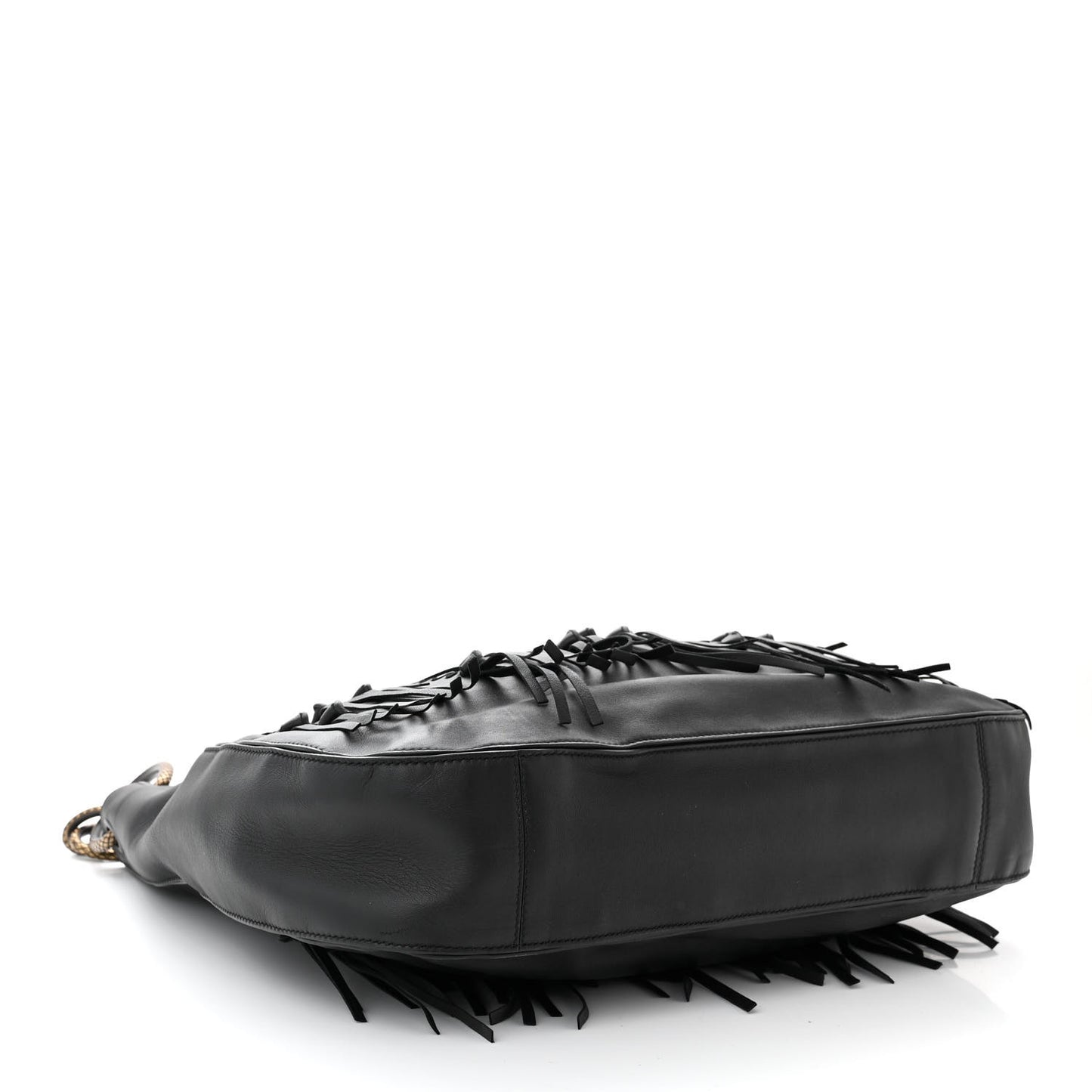 Nappa Intrecciato Fringe Brio Loop Hobo Black