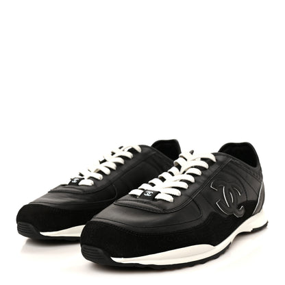 Chanel Calfskin Suede CC Womens Sneakers 41 Black White 4 of 10