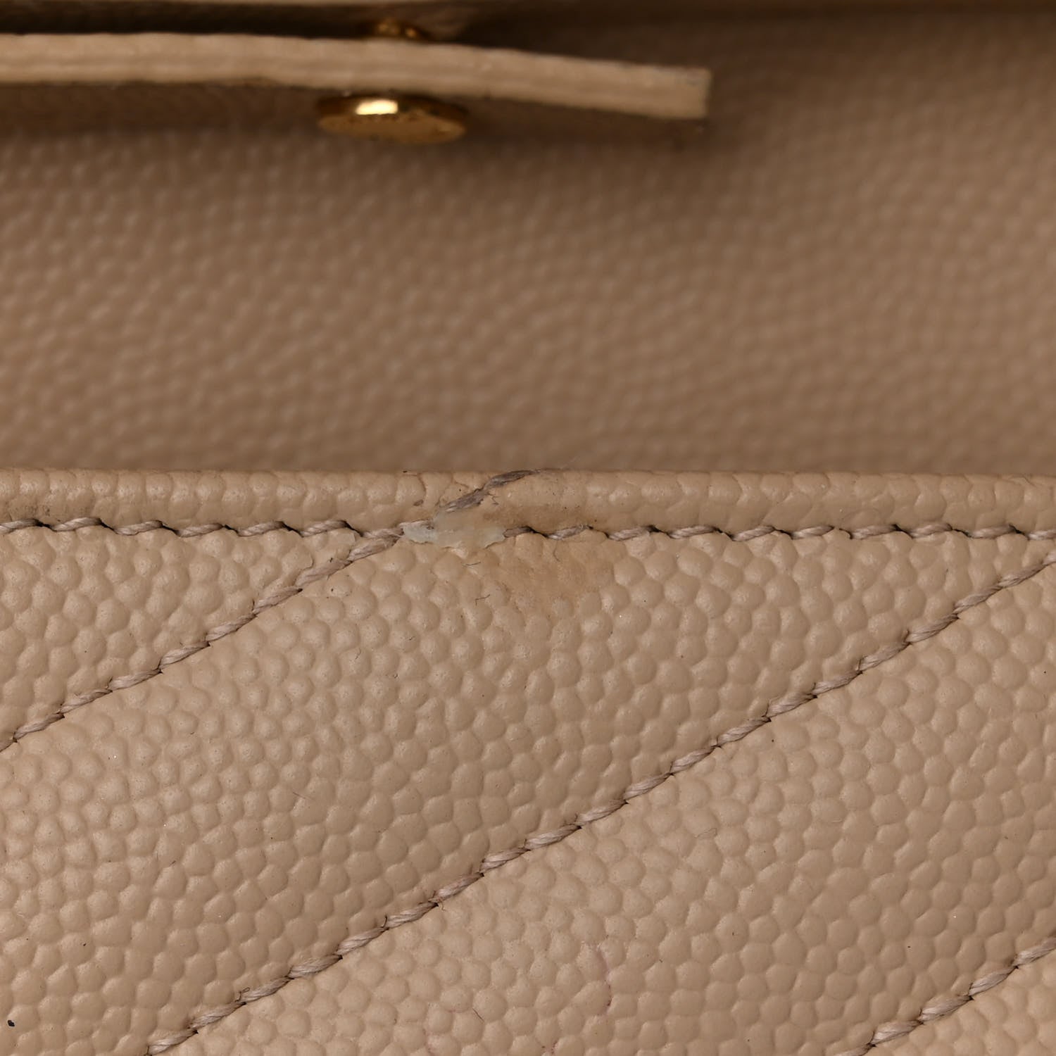 Saint Laurent Grain De Poudre Matelasse Chevron Monogram Chain Wallet Dark Beige 14 of 18