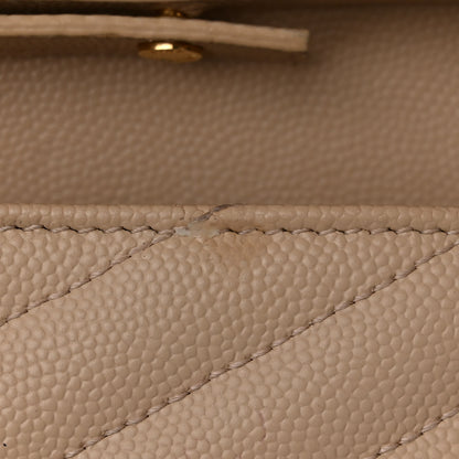 Saint Laurent Grain De Poudre Matelasse Chevron Monogram Chain Wallet Dark Beige 14 of 18