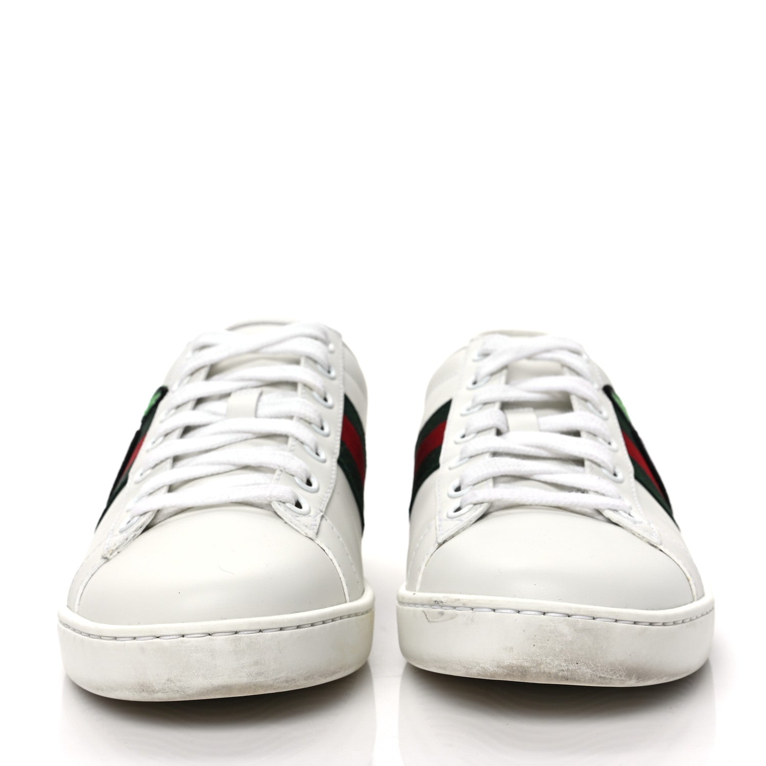 Gucci Calfskin Web GG Apple Embroidered Womens Ace Sneakers 37 White 2 of 9