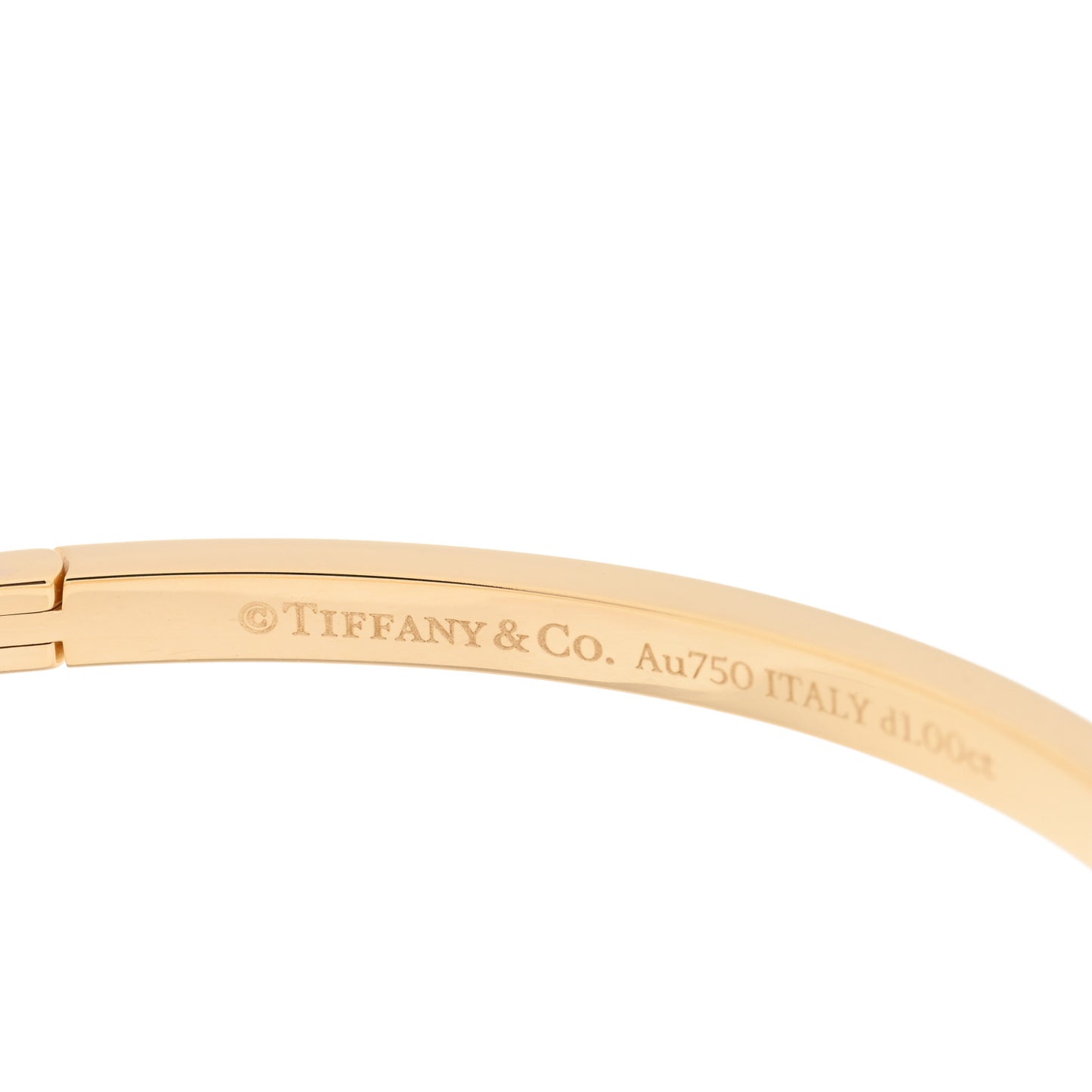 18K Yellow Gold Diamond Narrow T1 Hinged Bangle Bracelet