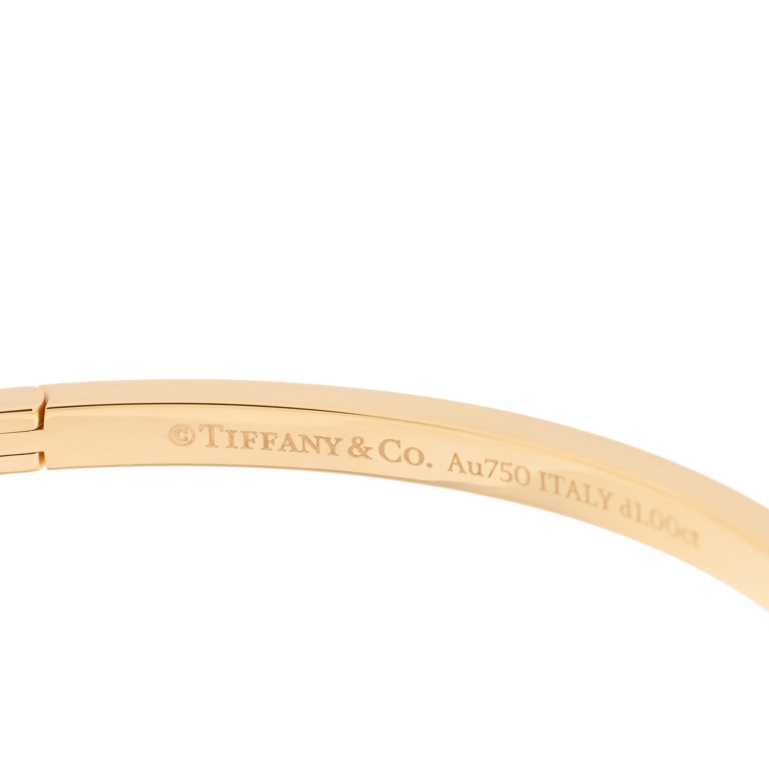 Tiffany 18K Yellow Gold Diamond Narrow T1 Hinged Bangle Bracelet 3 of 3
