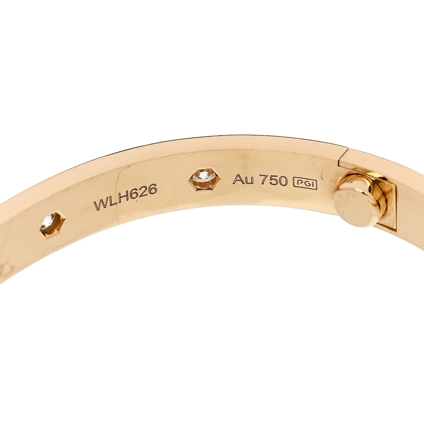 18K Yellow Gold 10 Diamond LOVE Bracelet 17