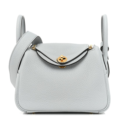 Hermes Taurillon Clemence Mini Lindy 20 Bleu Pale 1 of 8