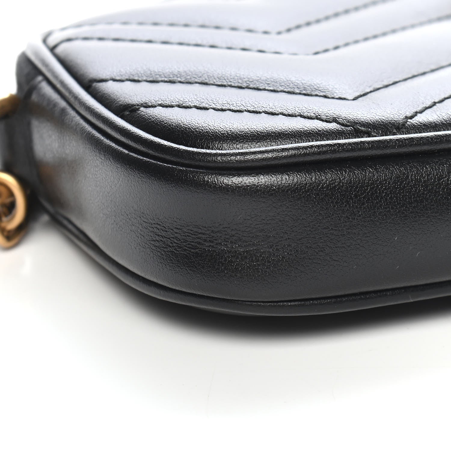 Gucci Calfskin Matelasse Mini GG Marmont Chain Crossbody Bag Black 8 of 9