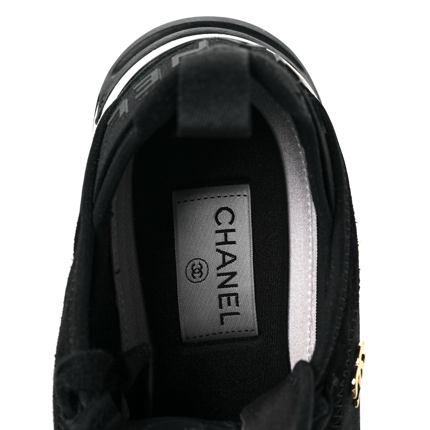 Chanel Velvet Calfskin Mixed Fibers CC Sneakers 38 Black 7 of 8