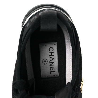 Chanel Velvet Calfskin Mixed Fibers CC Sneakers 38 Black 7 of 8