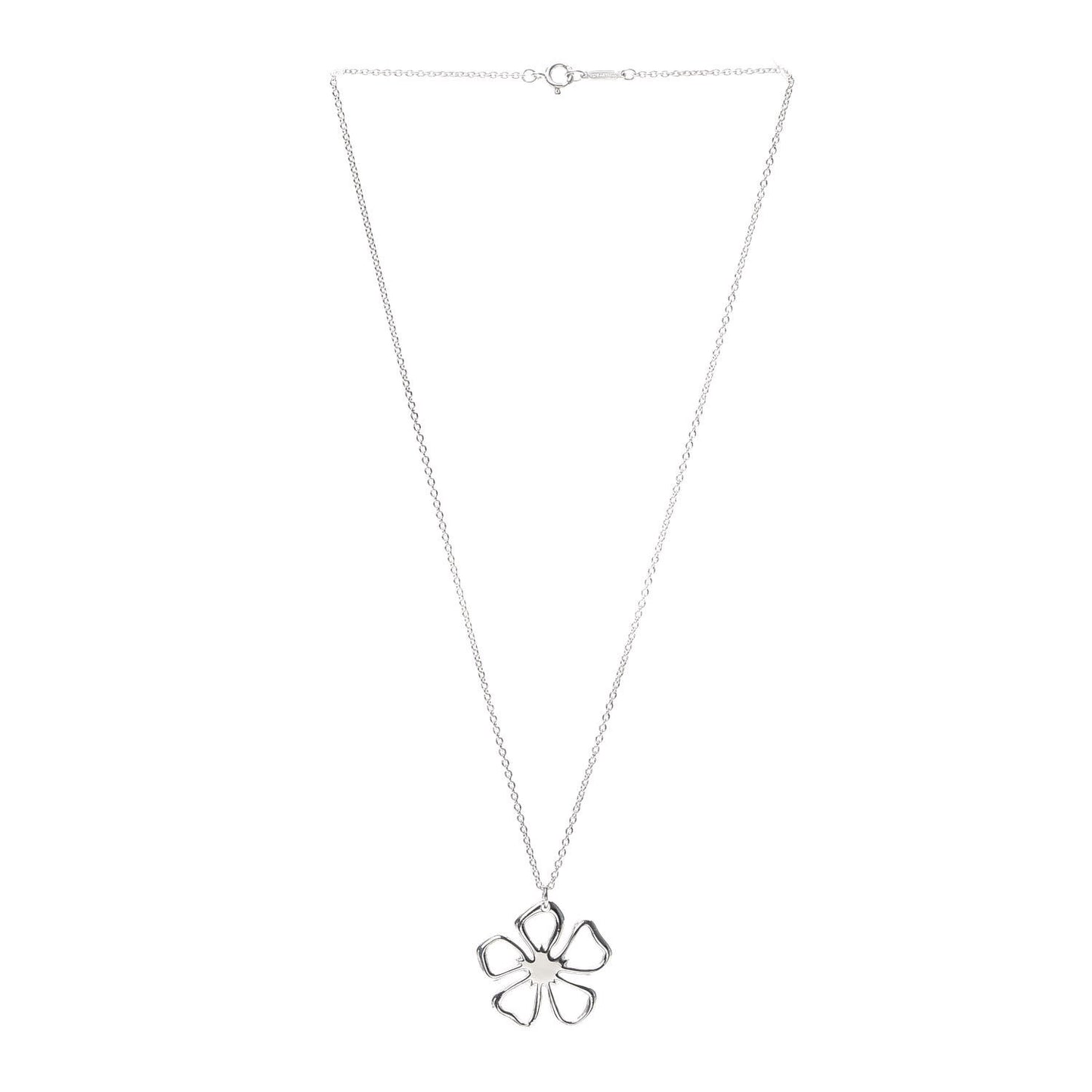 Sterling Silver Open Flower Pendant Necklace