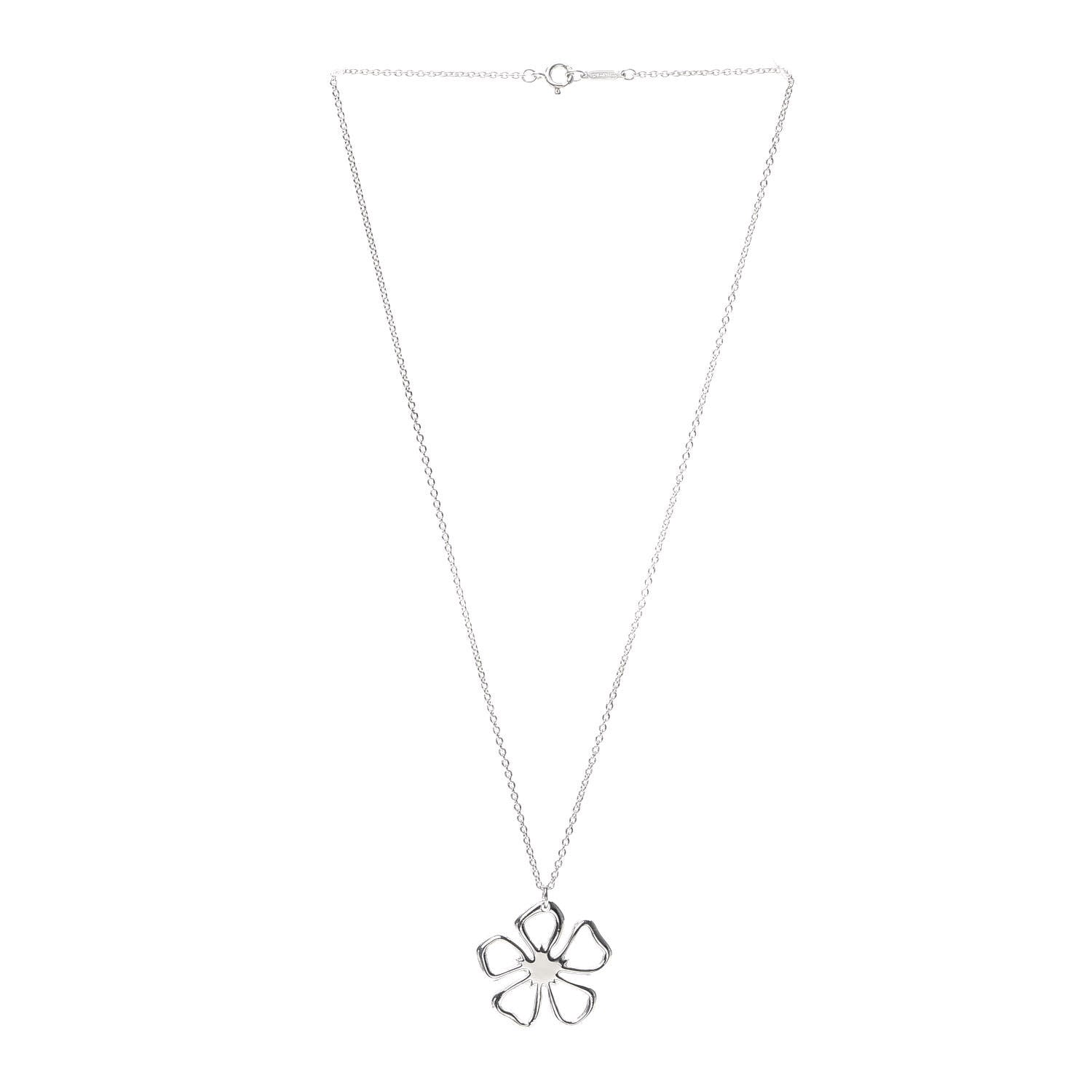 Tiffany Sterling Silver Open Flower Pendant Necklace 3 of 5