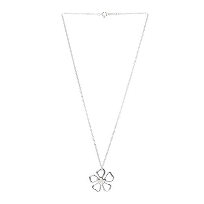 Tiffany Sterling Silver Open Flower Pendant Necklace 3 of 5