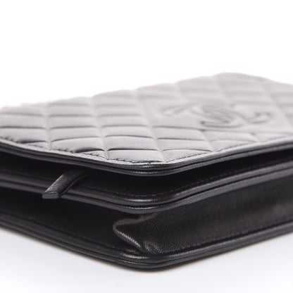 Chanel Goatskin Quilted Diamond CC Wallet On Chain WOC Black 9 of 12