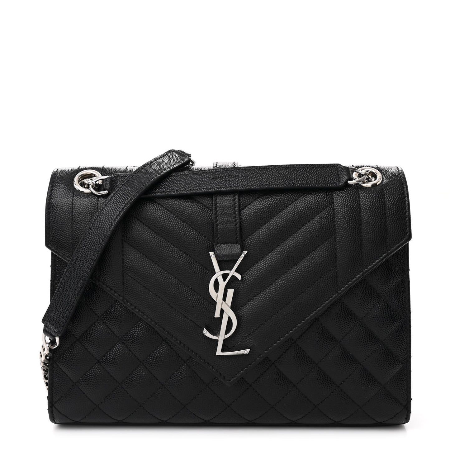 Grain De Poudre Textured Mixed Matelasse Triquilt Medium Monogram Satchel Black