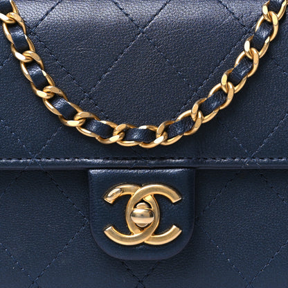 Chanel Goatskin Quilted Chic Pearls Clutch With Chain Navy 9 of 13