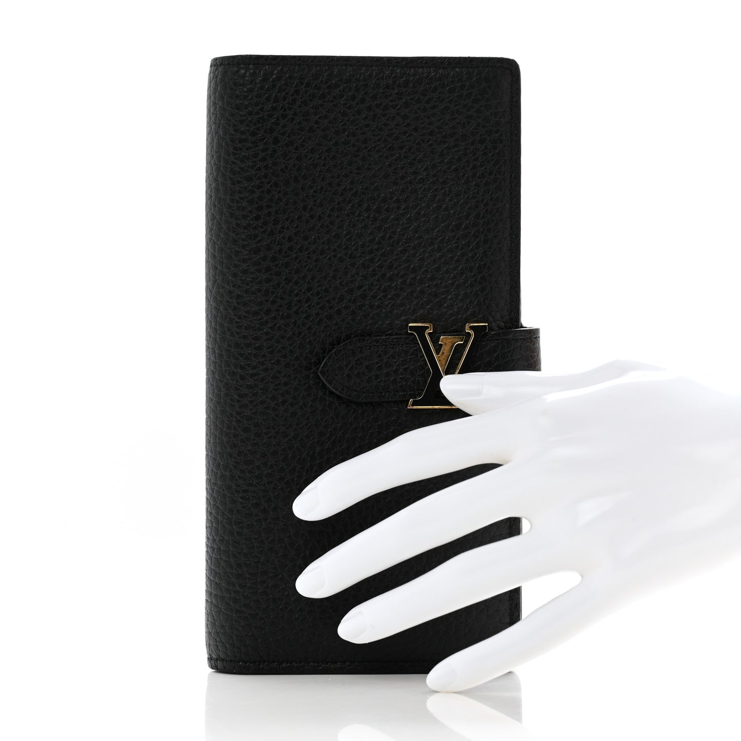 Taurillon LV Vertical Capucines Wallet Black Arizona