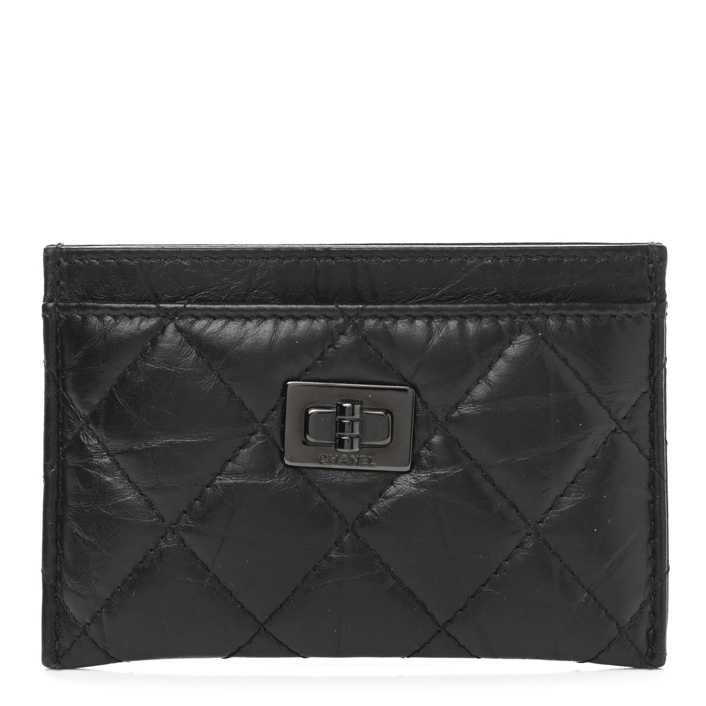 Aged Calfskin Quilted Reissue Card Holder So Black