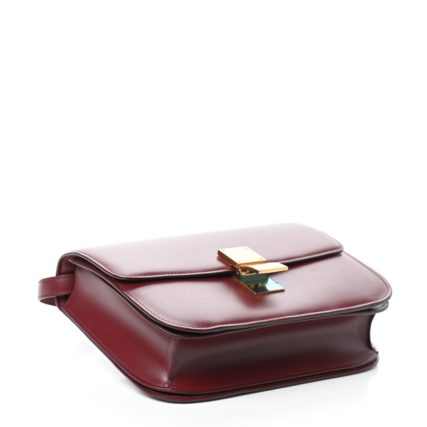 Box Calfskin Medium Classic Box Flap Bag Burgundy