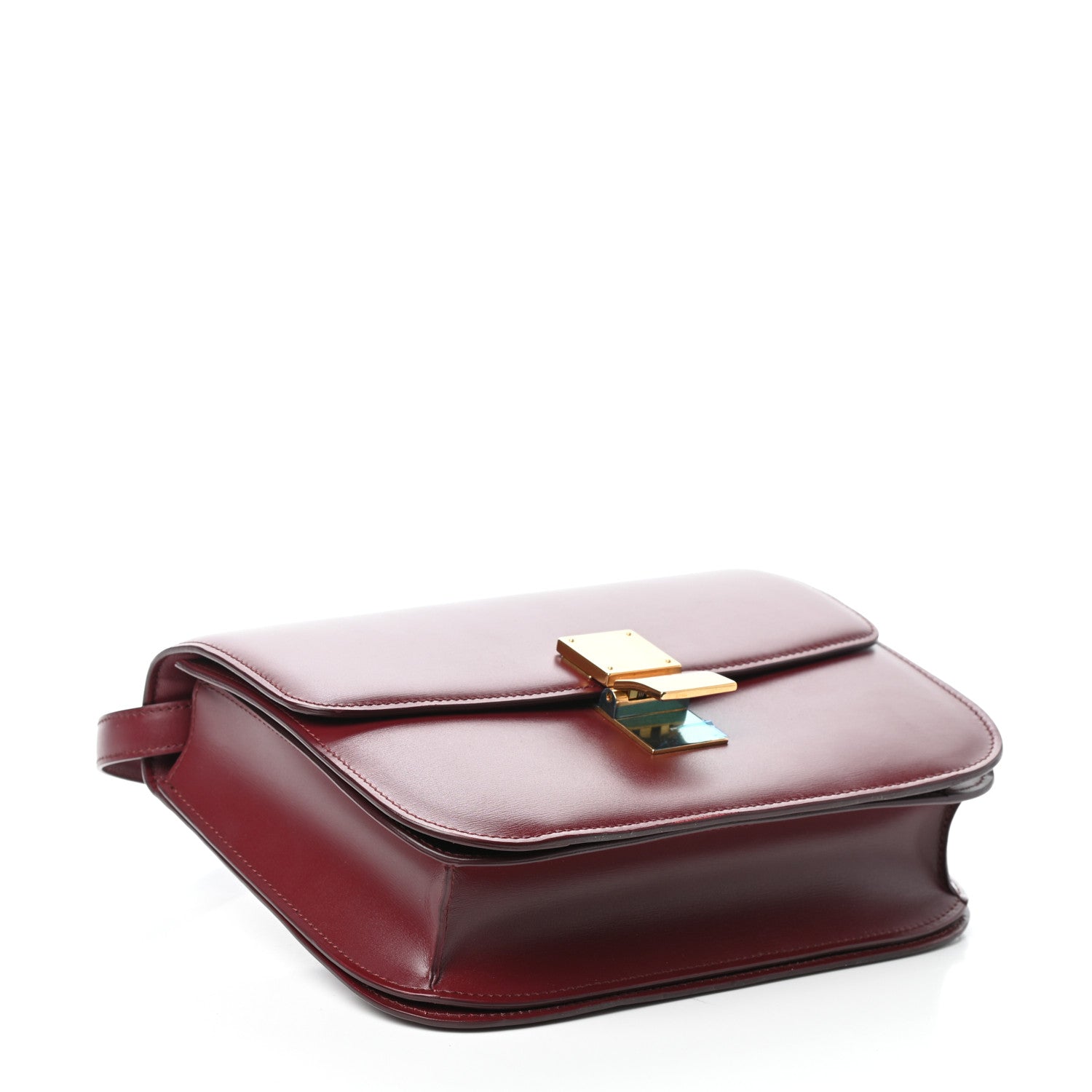 Celine Box Calfskin Medium Classic Box Flap Bag Burgundy 4 of 9