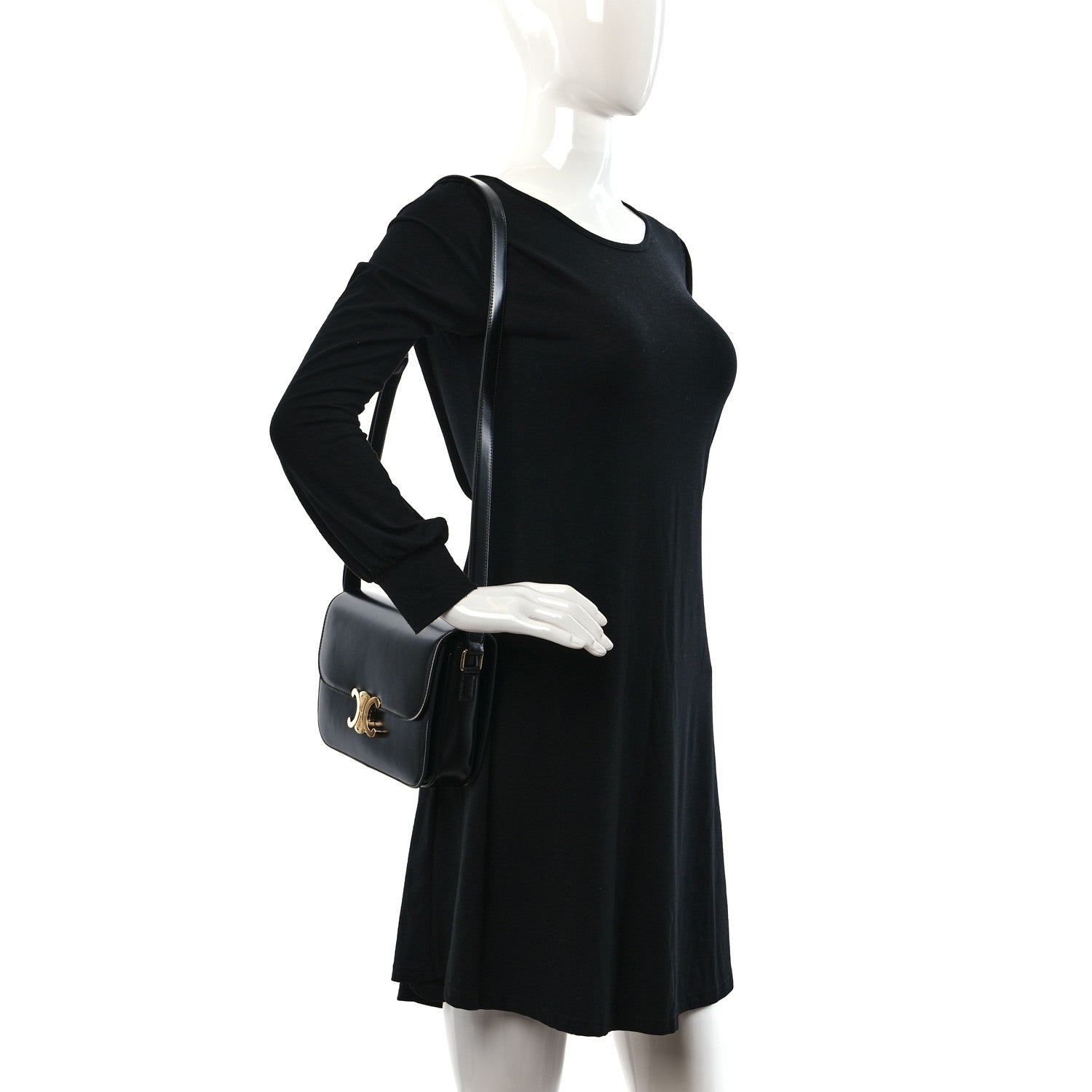 Celine Shiny Calfskin Medium Triomphe Black 2 of 9