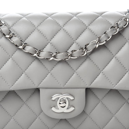Chanel Lambskin Quilted Medium Double Flap Grey 10 of 11