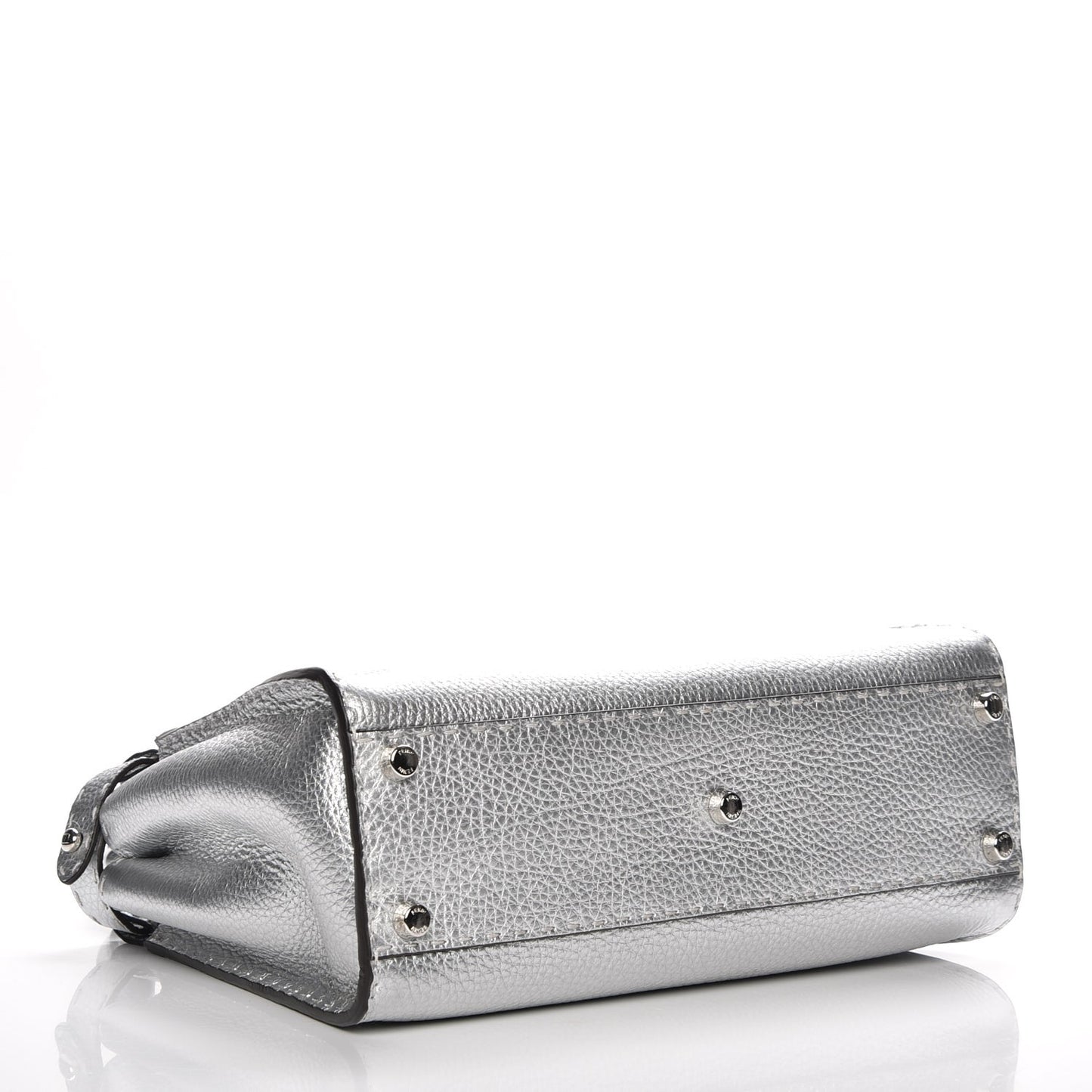 Cuoio Romano Lux Selleria Medium Peekaboo Iconic Satchel Argento