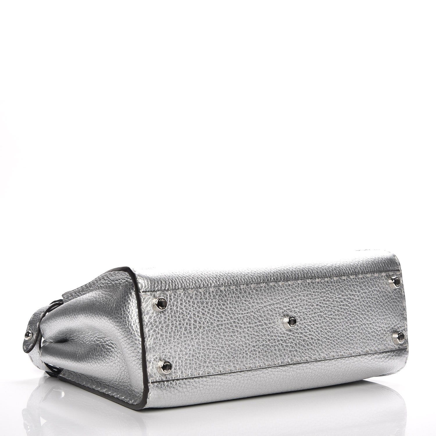 Fendi Cuoio Romano Lux Selleria Medium Peekaboo Iconic Satchel Argento 5 of 7