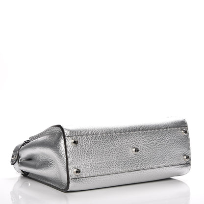 Fendi Cuoio Romano Lux Selleria Medium Peekaboo Iconic Satchel Argento 5 of 7