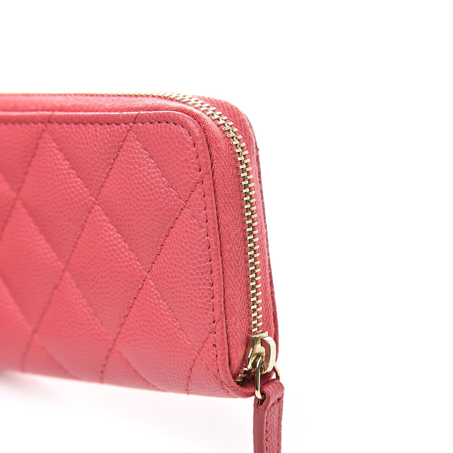 Caviar Quilted Zip Coin Purse Pink