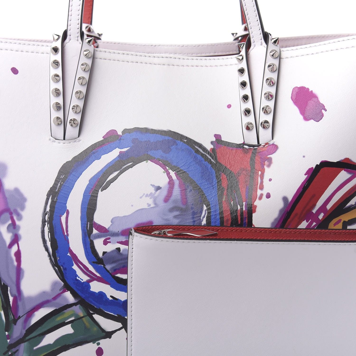 Christian Louboutin Calfskin In Love East West Cabata Tote White Multicolor 10 of 10